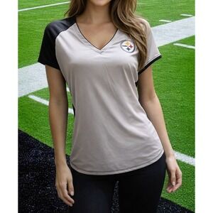 Top Women White & Gray "Pittsburg Steelers" Dri-Fit Tee‎ Size XXL
